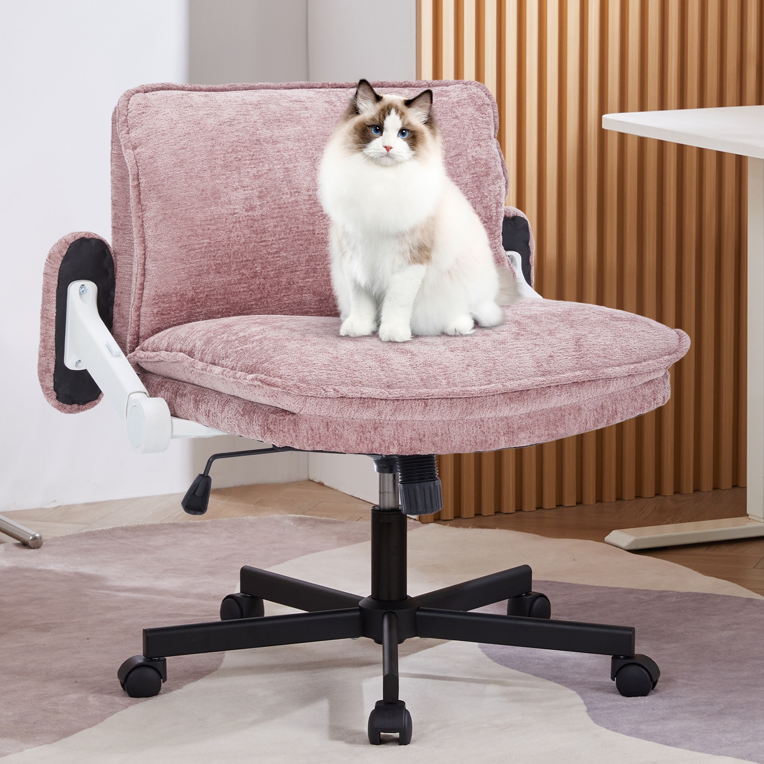 Fancispot Cross Legged Office Chair Height Adjustable Desk Chair_voghion.com